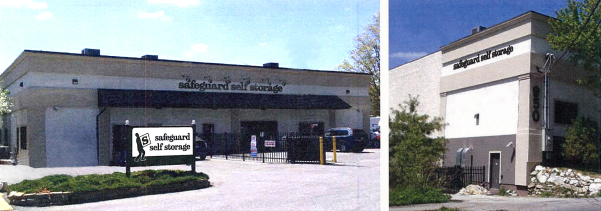  front and side exterior views of the new Safeguard Self Storage Facility in Thornwood