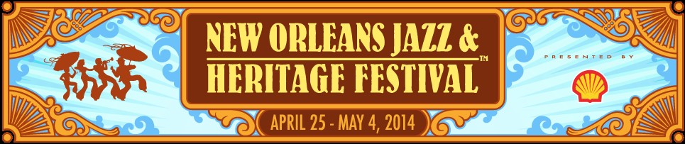 An illustration advertising the 2014 New Orleans Jazz and Heritage Fest.
